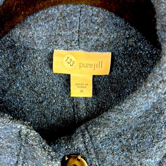 J. Jill Pure Jill Jacket Coat Size M Womans Blue Wool Blend Snap Buttons Pockets - Picture 4 of 15